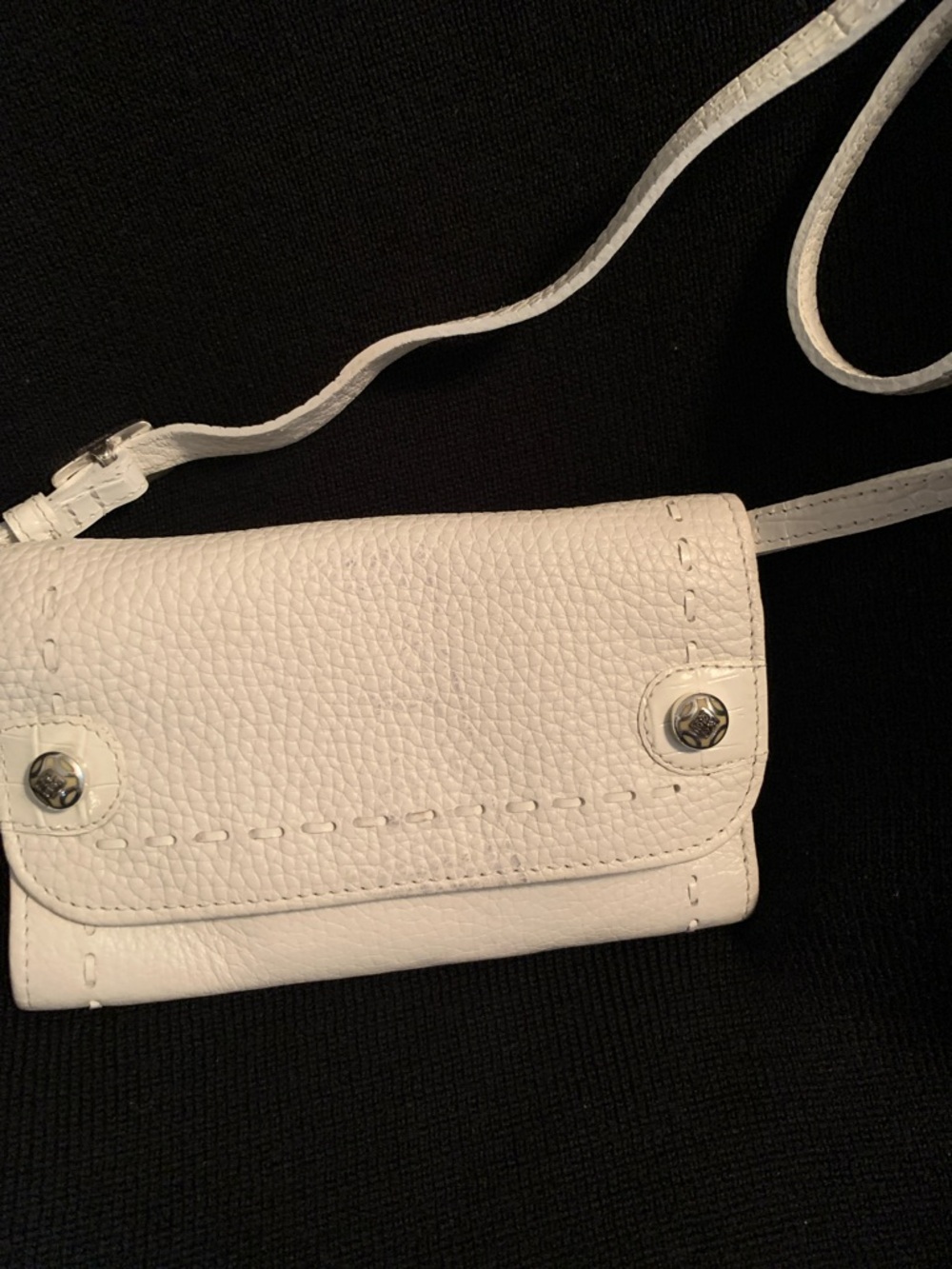 Brighton White Pebble Leather Crossbody Wallet